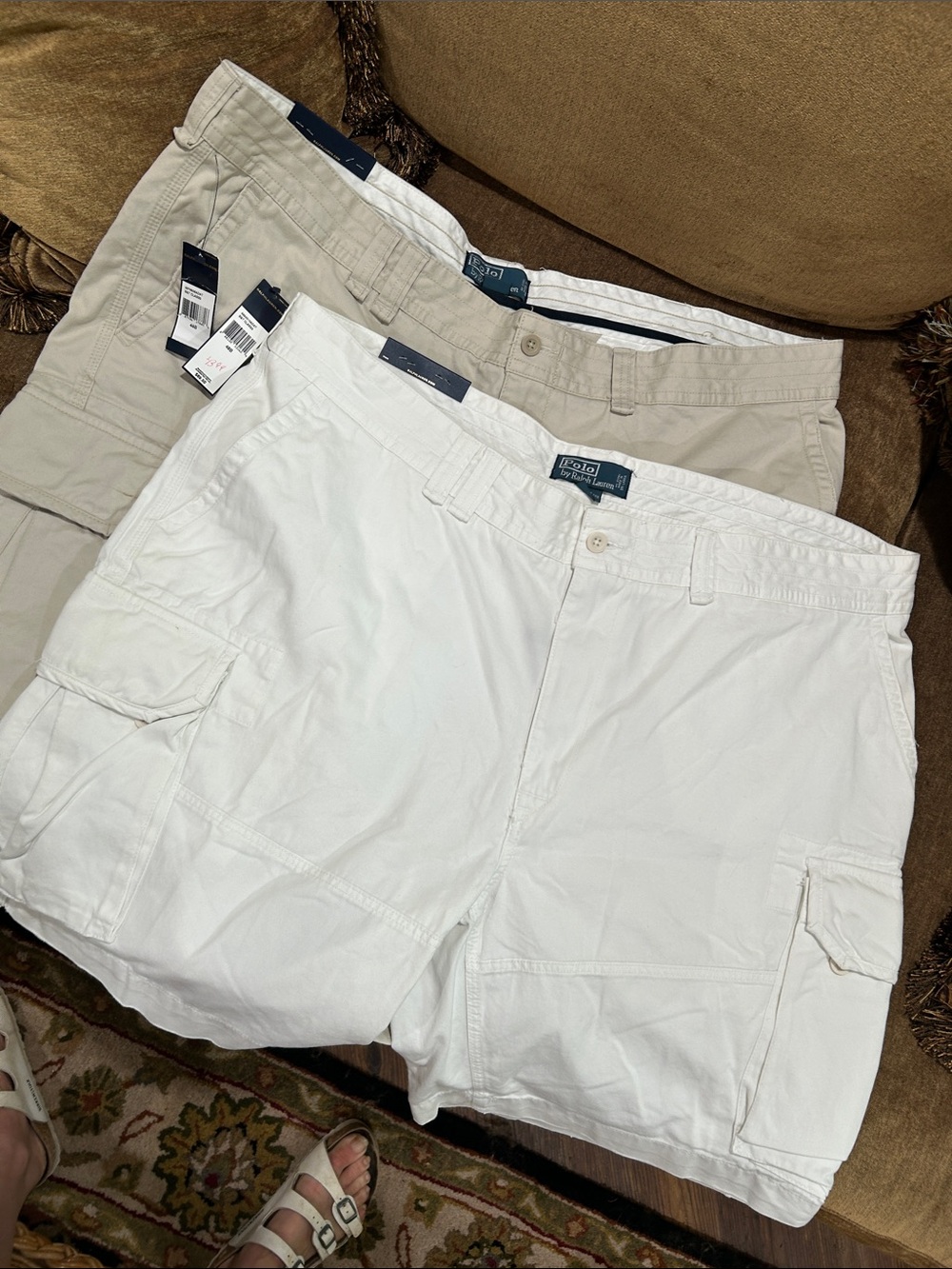 NWTS! POLO Ralph Lauren Big/Tall Men 48B white khaki cargo shorts bundle